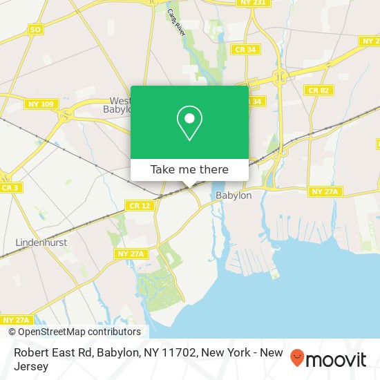 Mapa de Robert East Rd, Babylon, NY 11702