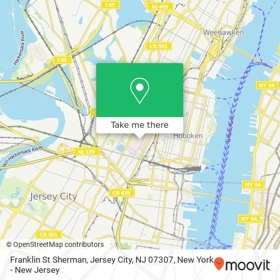 Mapa de Franklin St Sherman, Jersey City, NJ 07307