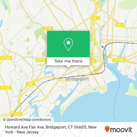 Mapa de Howard Ave Fair Ave, Bridgeport, CT 06605
