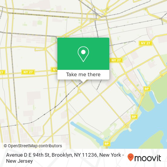 Mapa de Avenue D E 94th St, Brooklyn, NY 11236