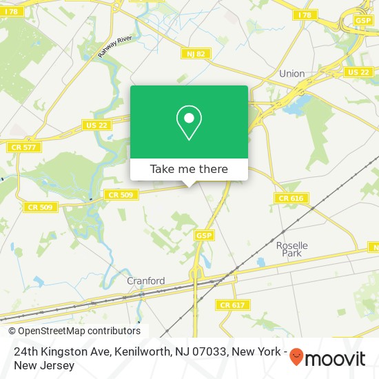 Mapa de 24th Kingston Ave, Kenilworth, NJ 07033