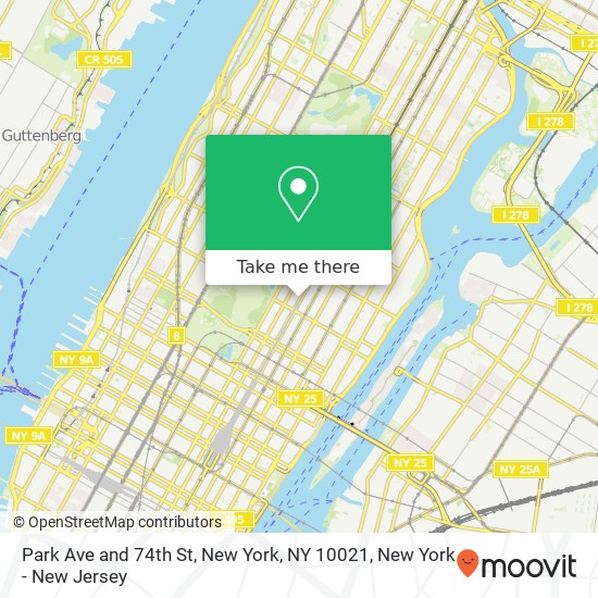 Mapa de Park Ave and 74th St, New York, NY 10021