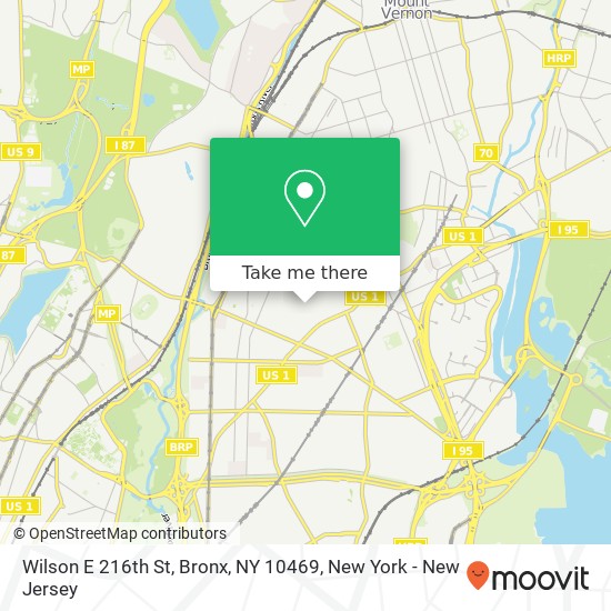 Mapa de Wilson E 216th St, Bronx, NY 10469