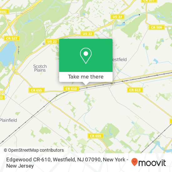 Mapa de Edgewood CR-610, Westfield, NJ 07090