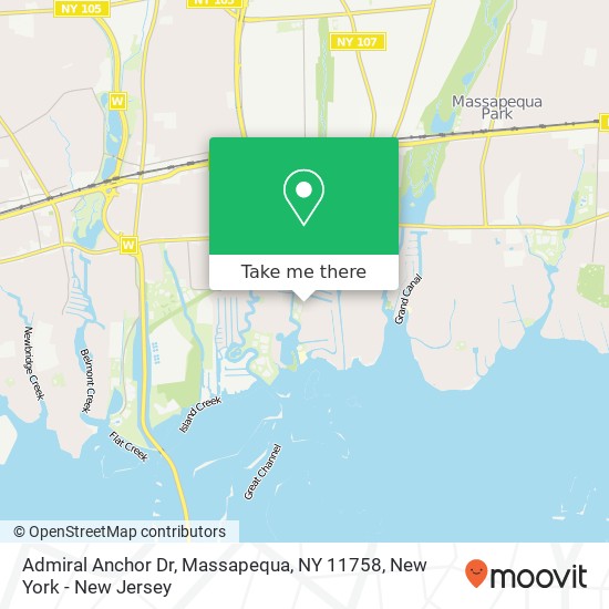 Mapa de Admiral Anchor Dr, Massapequa, NY 11758