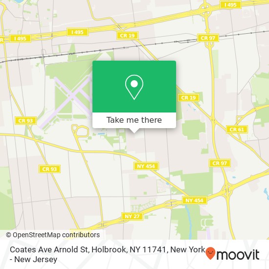 Mapa de Coates Ave Arnold St, Holbrook, NY 11741
