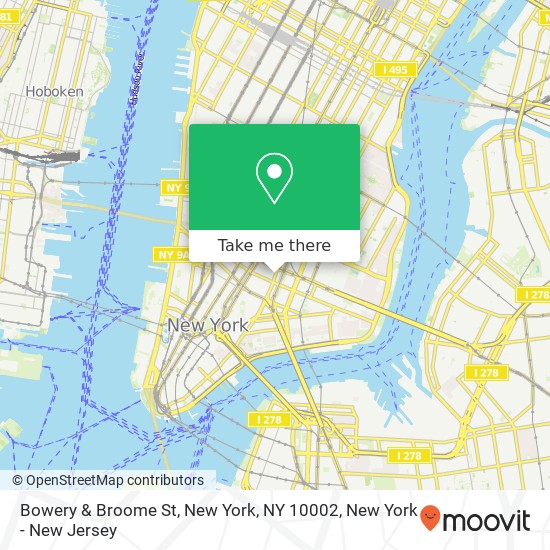 Bowery & Broome St, New York, NY 10002 map