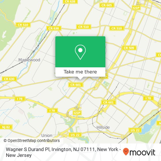 Mapa de Wagner S Durand Pl, Irvington, NJ 07111