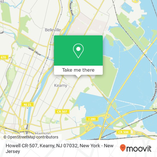 Mapa de Howell CR-507, Kearny, NJ 07032