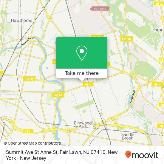 Mapa de Summit Ave St Anne St, Fair Lawn, NJ 07410