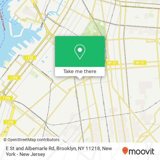 Mapa de E St and Albemarle Rd, Brooklyn, NY 11218