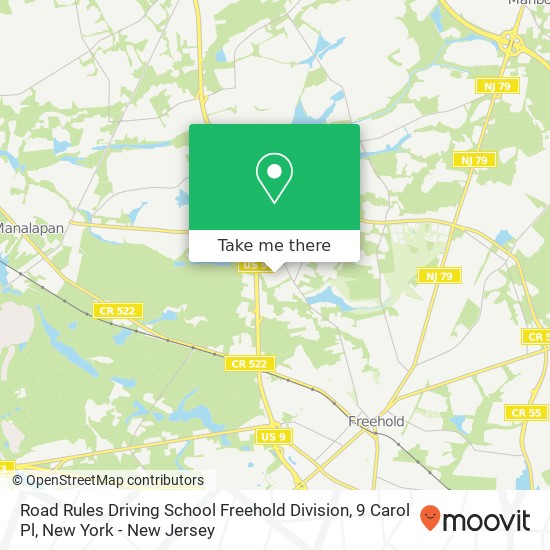 Road Rules Driving School Freehold Division, 9 Carol Pl map