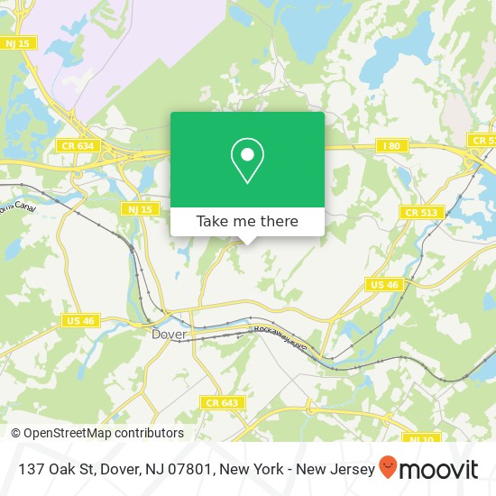 Mapa de 137 Oak St, Dover, NJ 07801