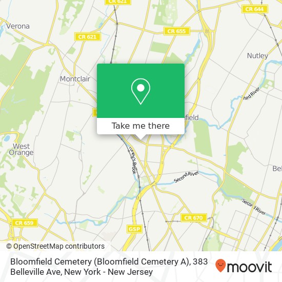 Mapa de Bloomfield Cemetery (Bloomfield Cemetery A), 383 Belleville Ave