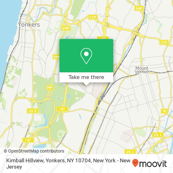 Mapa de Kimball Hillview, Yonkers, NY 10704