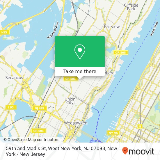 Mapa de 59th and Madis St, West New York, NJ 07093