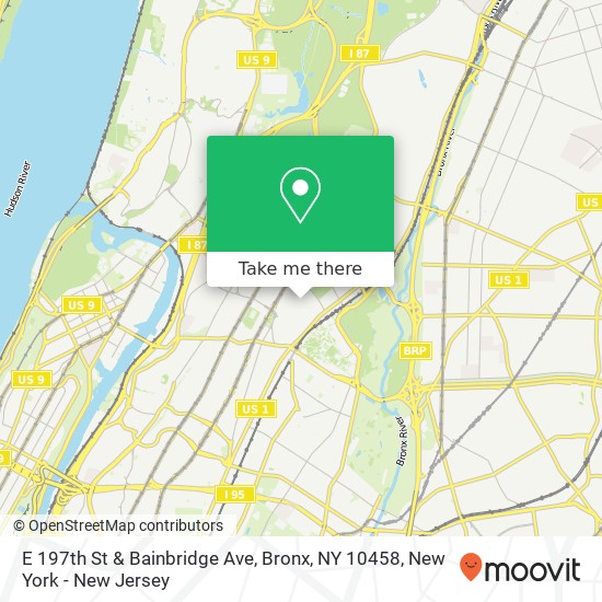 Mapa de E 197th St & Bainbridge Ave, Bronx, NY 10458