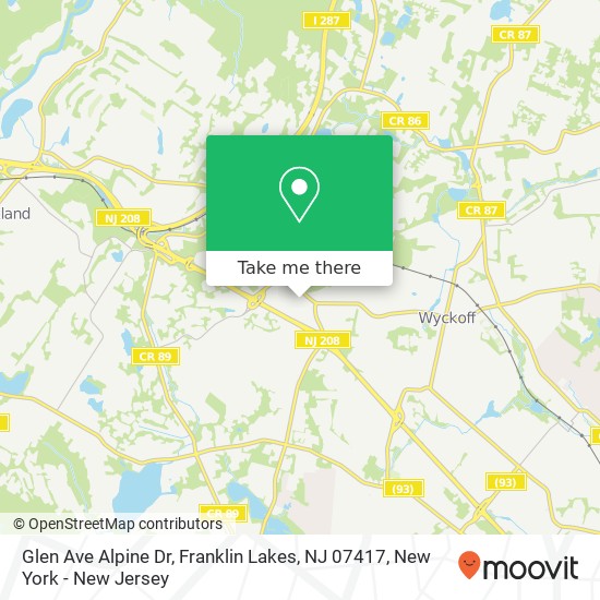 Glen Ave Alpine Dr, Franklin Lakes, NJ 07417 map