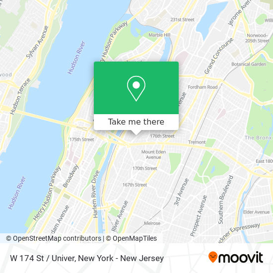W 174 St / Univer map