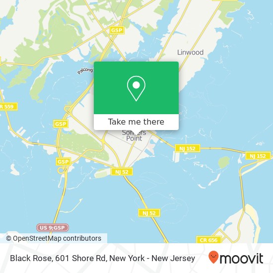 Mapa de Black Rose, 601 Shore Rd