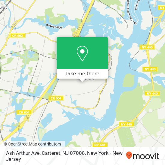 Mapa de Ash Arthur Ave, Carteret, NJ 07008