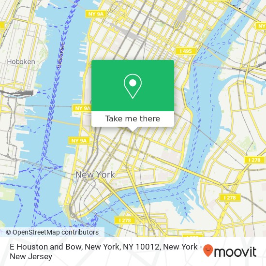 Mapa de E Houston and Bow, New York, NY 10012