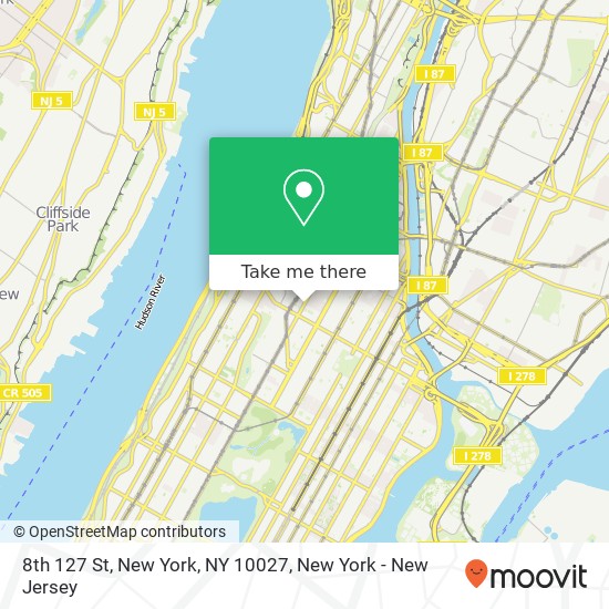 Mapa de 8th 127 St, New York, NY 10027