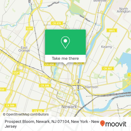 Mapa de Prospect Bloom, Newark, NJ 07104