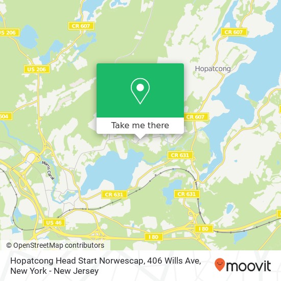 Mapa de Hopatcong Head Start Norwescap, 406 Wills Ave