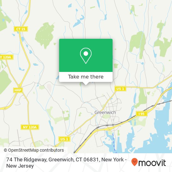 Mapa de 74 The Ridgeway, Greenwich, CT 06831
