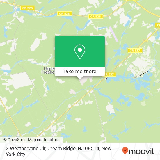 Mapa de 2 Weathervane Cir, Cream Ridge, NJ 08514