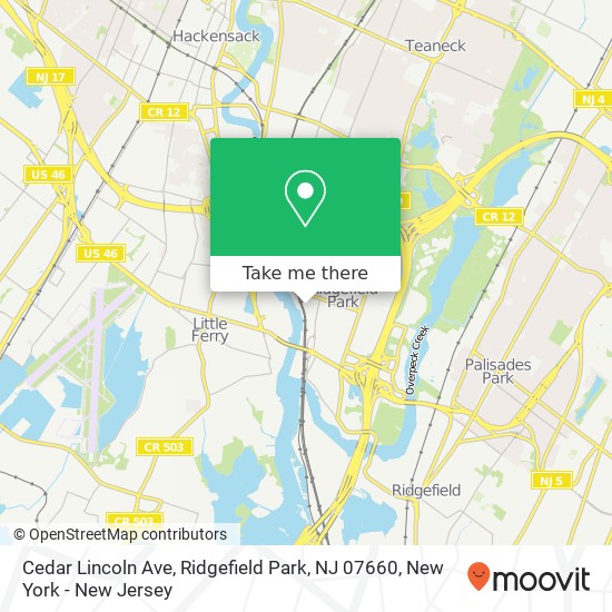Mapa de Cedar Lincoln Ave, Ridgefield Park, NJ 07660