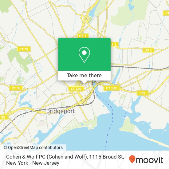 Mapa de Cohen & Wolf PC (Cohen and Wolf), 1115 Broad St