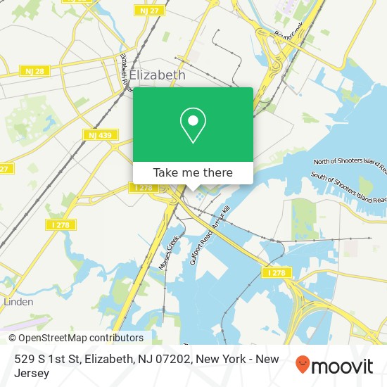 Mapa de 529 S 1st St, Elizabeth, NJ 07202