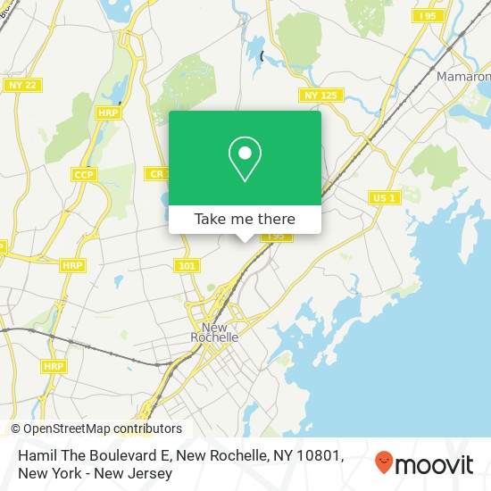 Mapa de Hamil The Boulevard E, New Rochelle, NY 10801
