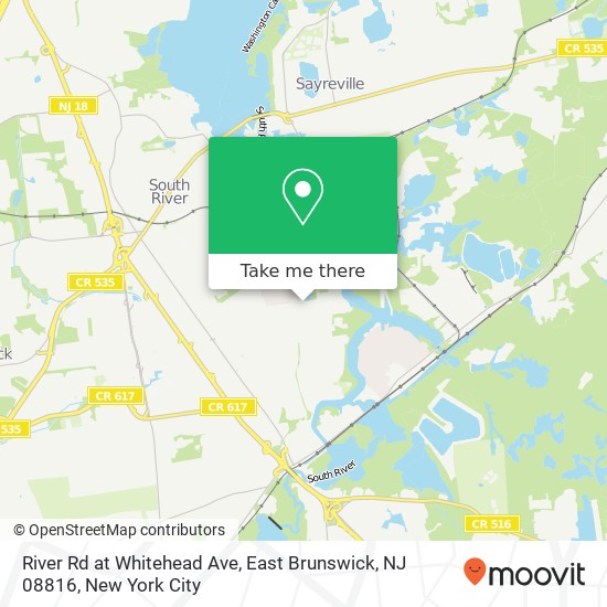 Mapa de River Rd at Whitehead Ave, East Brunswick, NJ 08816