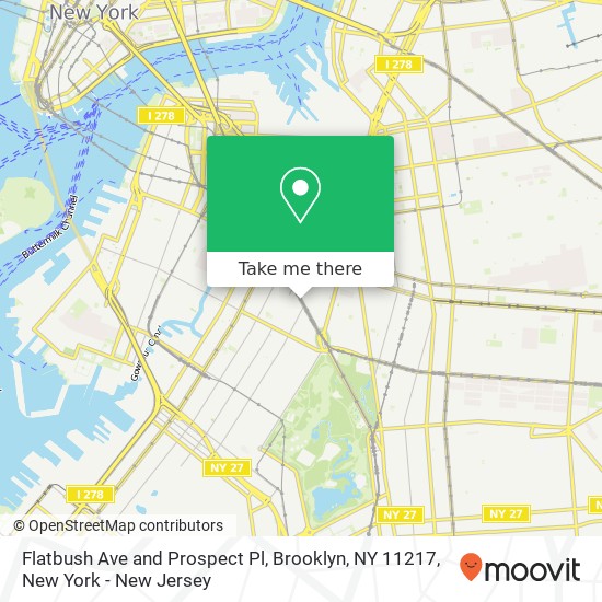 Flatbush Ave and Prospect Pl, Brooklyn, NY 11217 map