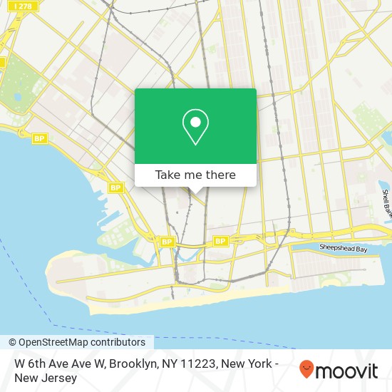 Mapa de W 6th Ave Ave W, Brooklyn, NY 11223