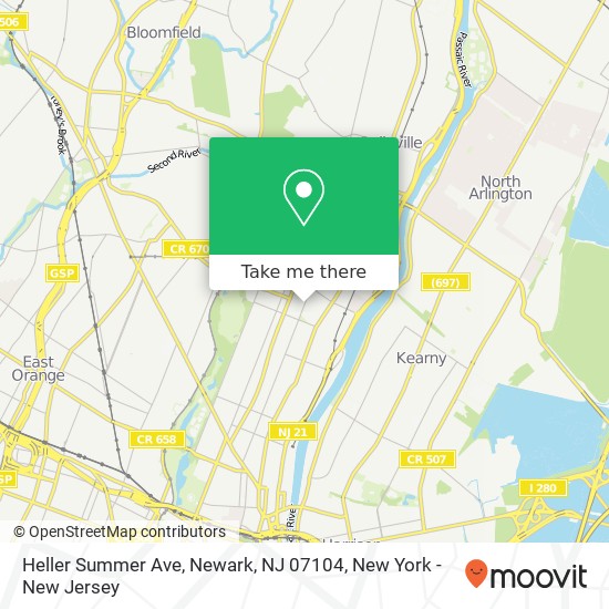 Mapa de Heller Summer Ave, Newark, NJ 07104