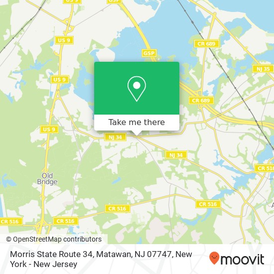 Mapa de Morris State Route 34, Matawan, NJ 07747