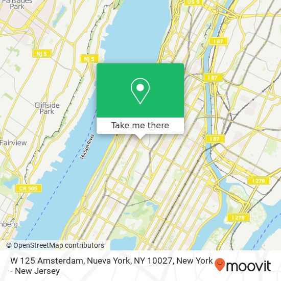 Mapa de W 125 Amsterdam, Nueva York, NY 10027