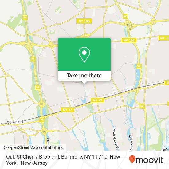 Mapa de Oak St Cherry Brook Pl, Bellmore, NY 11710