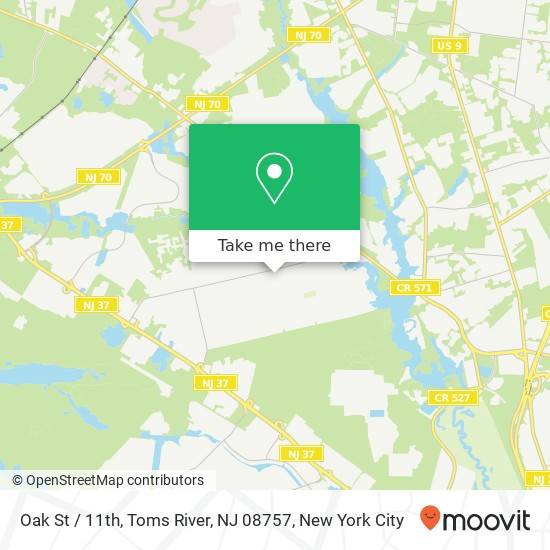 Mapa de Oak St / 11th, Toms River, NJ 08757