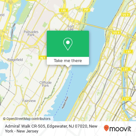 Mapa de Admiral' Walk CR-505, Edgewater, NJ 07020