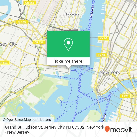 Mapa de Grand St Hudson St, Jersey City, NJ 07302
