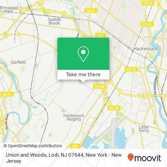 Mapa de Union and Woods, Lodi, NJ 07644