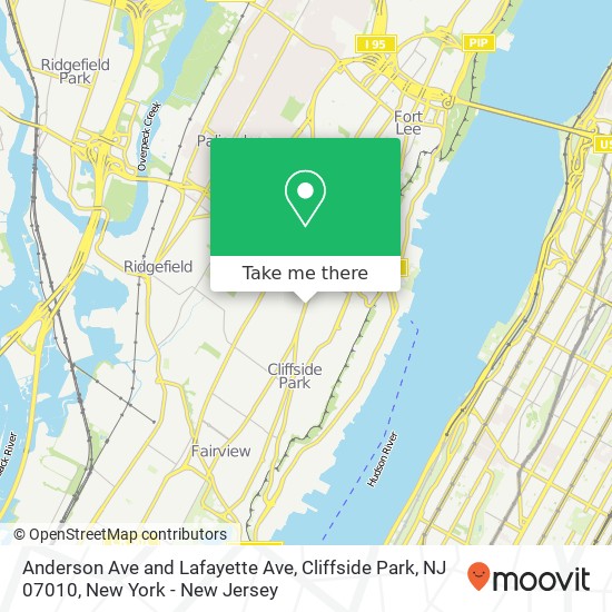 Anderson Ave and Lafayette Ave, Cliffside Park, NJ 07010 map