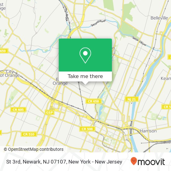 Mapa de St 3rd, Newark, NJ 07107