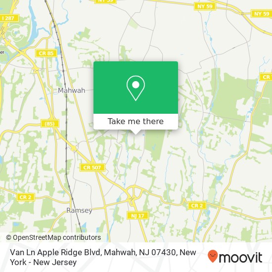 Mapa de Van Ln Apple Ridge Blvd, Mahwah, NJ 07430
