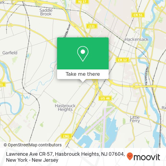 Mapa de Lawrence Ave CR-57, Hasbrouck Heights, NJ 07604